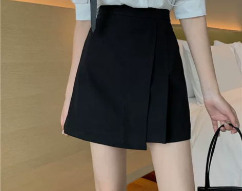 不规则西装短裙女高腰2023夏季新款韩版宽...
