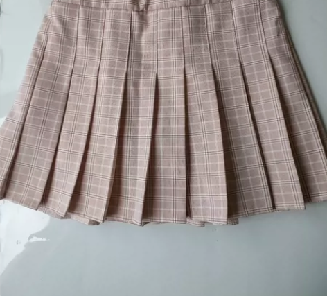 百褶裙女夏短裙高腰春夏季半身裙防走光格子a...