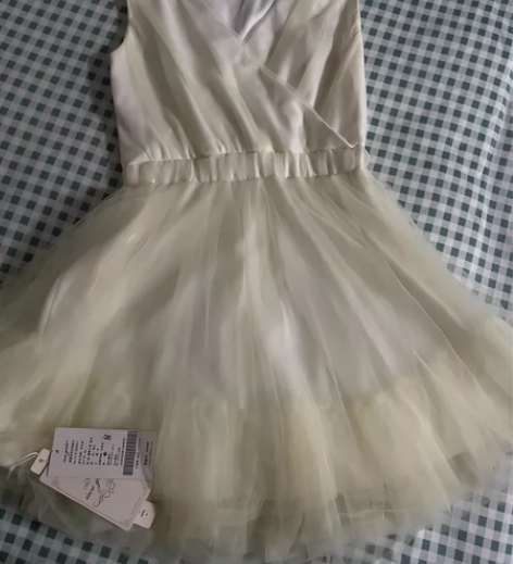 全新，带吊牌！小怡 两穿网纱蓬蓬连衣裙，淡...