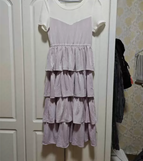 连衣裙女,紫色蛋糕连衣裙,紫色蛋糕裙,拼接...