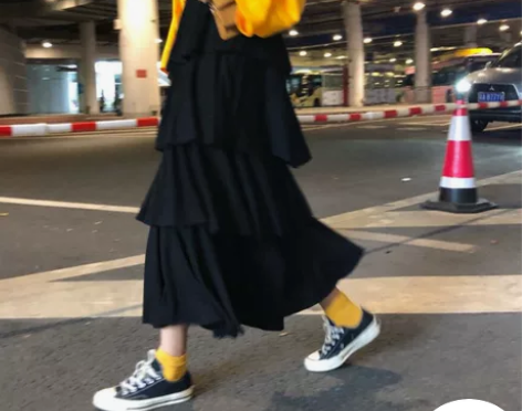 黑色蛋糕半身裙 均码 裙长63 搭毛衣真的...