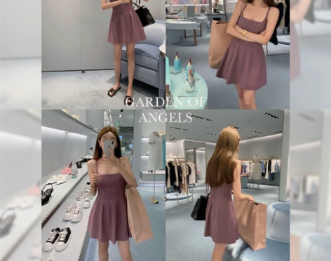 施薇靓+芭蕾女孩～超难立裁拼接花苞型绑带连...