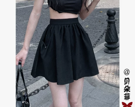 蓬蓬蛋糕半身裙女夏季小个子花苞短裙裤高腰a...