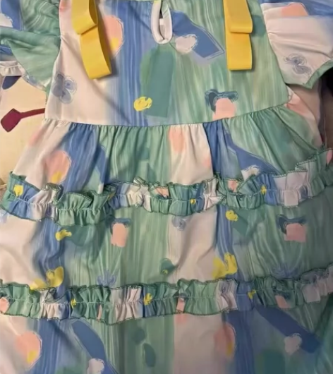 全新！包邮原创女童田园油画风连衣裙夏装新款...