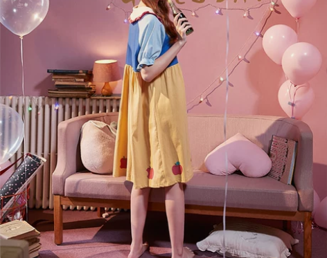 春夏睡衣女夏季海军风少女睡裙甜美可爱可外穿...