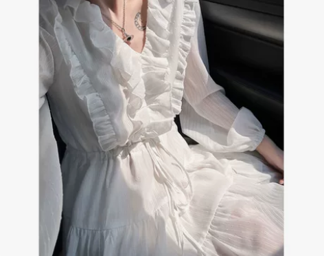 法式小个子连衣裙夏季女新款白色小众显瘦气