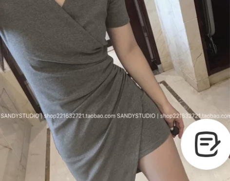 高级灰极简风显瘦修身连衣裙+很nice~ ...