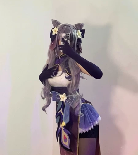 旗袍刻晴 cos 出租s 衣服初兽猫 头发...