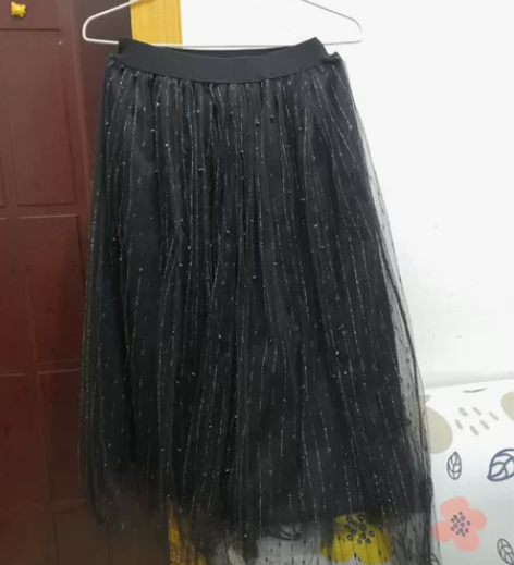 包邮九成新黑纱裙子  身高158体重100...