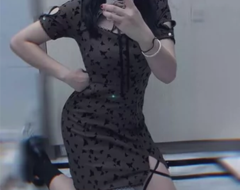 短袖旗袍改良夏季小众短裙气质立领镂空开叉绑...