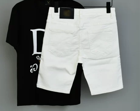 夏季小脚薄款五分裤子男修身潮牌简约牛仔短裤...