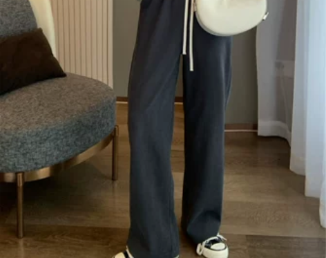 IN BLUE 遮肉显瘦细腻松紧腰直筒灯芯...