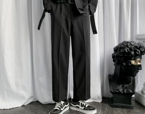 休闲裤 休闲长裤西装裤男九分宽松垂坠感复古...