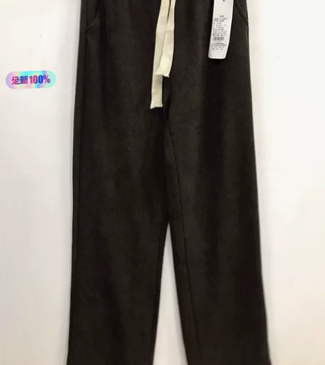 嬉皮少女 超柔绒高腰保暖休闲欧棉直筒拖地裤...