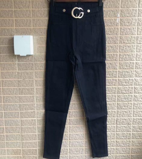 2022秋冬韩修身双C高腰外穿打底长裤紧身...