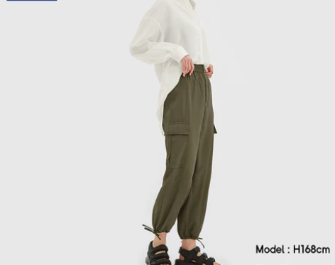 九九新 GU极优女装工装束脚裤2020夏季新款时尚潮流松紧长...