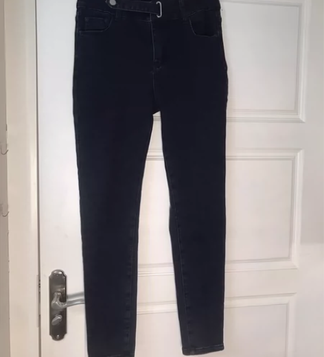 高腰紧身牛仔裤女秋季新款设计感显瘦显高弹力...