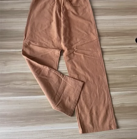 清版特价,春秋款棉麻长裤,焦糖色,165,...