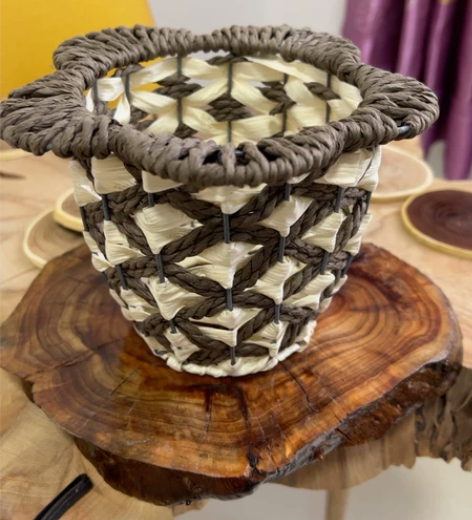 田园编织收纳筐储物手工圆形杂物筐整理篮复古...