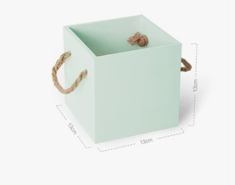 苁丛 简约木质方盒 韩式复古麻绳手提篮实木...