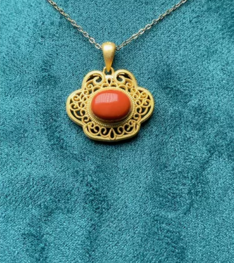 全新 全新  精美南红吊坠 925银精工镶...