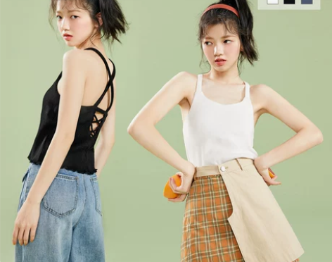 ledin乐町白色吊带背心女秋内搭修身性感...