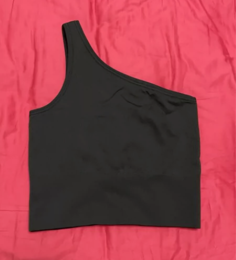 gap2022细螺纹斜肩 紧身速干短背心M...