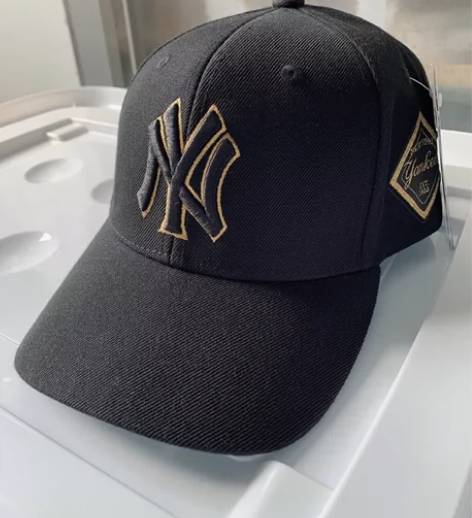 正品全新MLB棒球帽 黑色NY帽子 硬顶大...