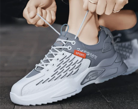 夏季运动鞋夏款男鞋飞织网面透气薄款男士跑步...