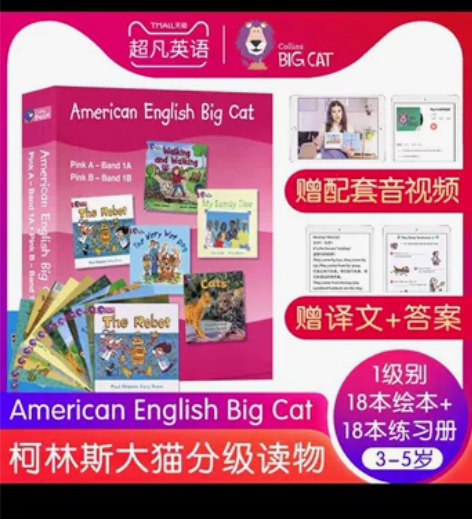 美版大猫英语分级阅读第一级书和练习册,很新...