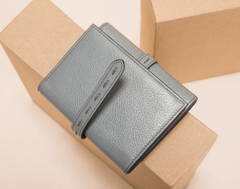 简约女士全头层牛皮小众设计钱包女 短款超薄...