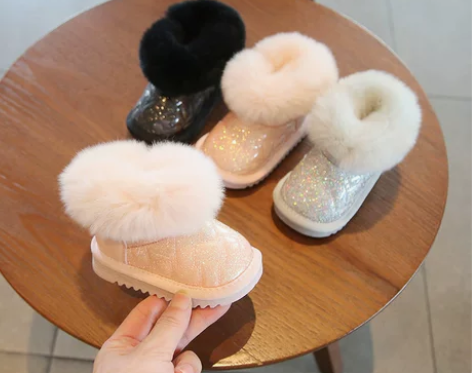 冬季宝宝棉鞋女一岁小童雪地靴加绒保暖短靴秋...