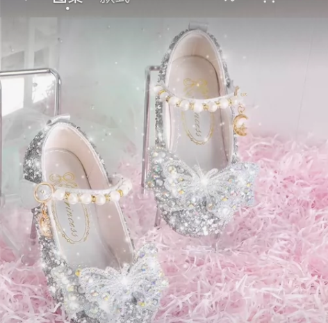 女童单鞋春秋5小女孩皮鞋软底6儿童水晶鞋平...