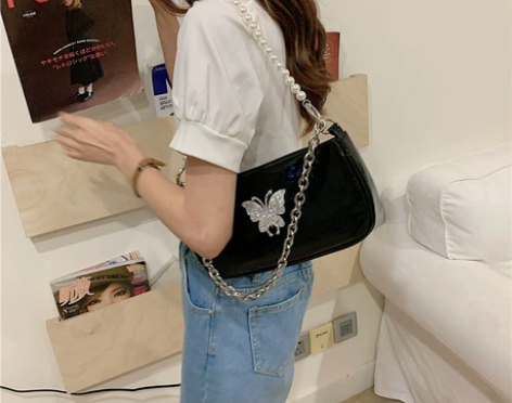 小众设计包包女2020新款单肩手提包镶钻蝴蝶腋下…腋下包，珍...