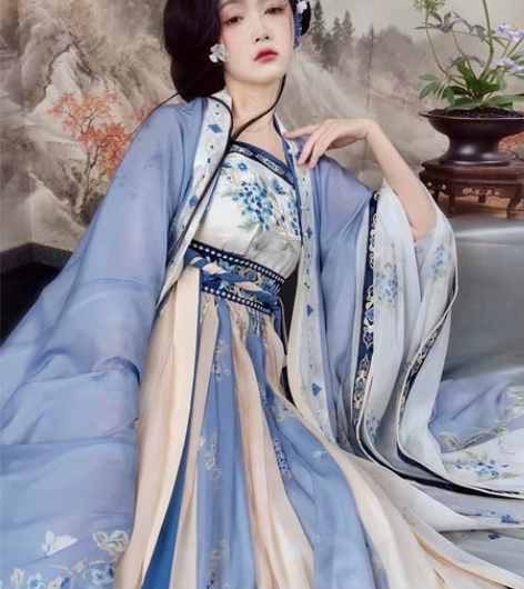 桔屿原创汉服女唐制诃子裙大袖衫【阳春白雪】...