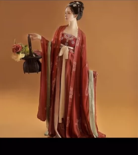 桔屿原创汉服女诃子裙大袖衫唐制刺绣复原款汉...