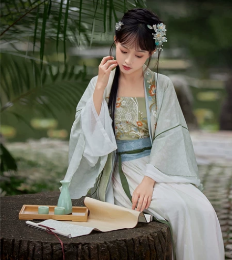 七月夕不渝 宋制汉服三件套 吊带l 外衫和...