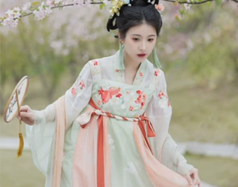 花语辞原创石榴花齐胸汉元素夏季汉服唐制改良...