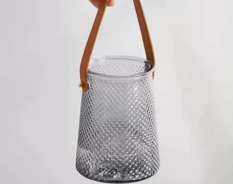 复古手提玻璃花瓶简约水培鲜花干花插花瓶创意...