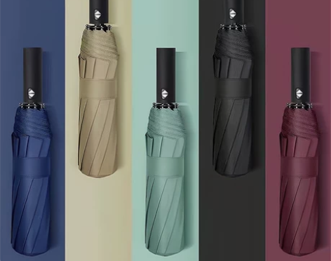 24骨全自动纯色折叠大号加固防风伞双人三折...