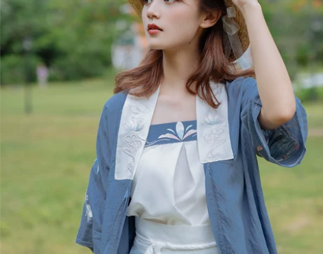 清梳原创夏栀汉服短款宋制三件套汉元素绣花对...