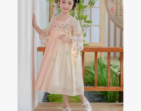 汉服女童古风连衣裙夏款女孩宝宝洋气公主裙唐...