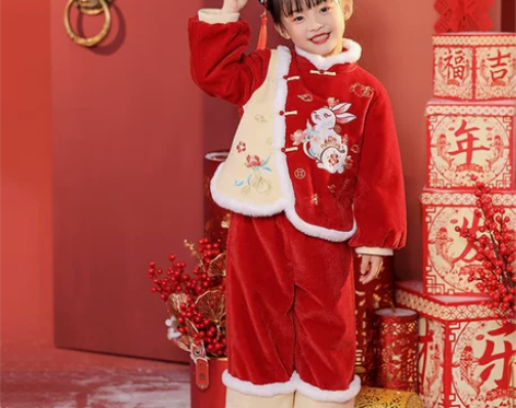 【礼遇价】【西子问】汉服女童冬装宝宝拜年服...