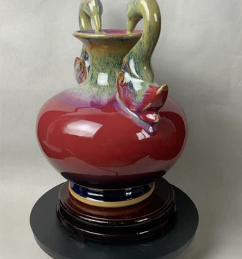 精美钧瓷摆件凤头瓶  高30厘米直径26厘...