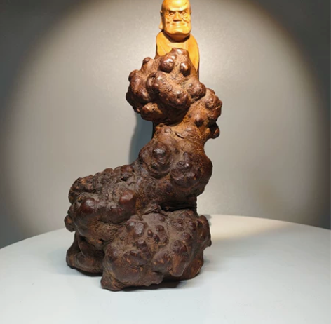 大年份树根巧雕达麽老祖，品像一流，通高19...