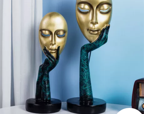 北欧轻奢美女脸谱面具摆件客厅玄关酒柜装饰品...