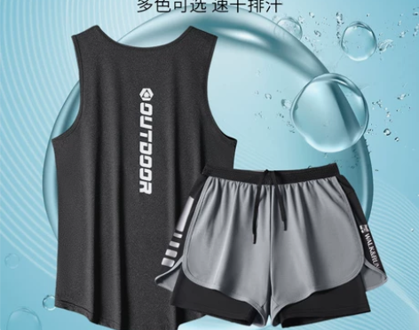 健身衣服男背心夏季篮球训练田径马拉松短裤速...