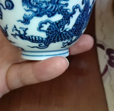 寄托款宣德翼龙主人杯，柴窑烧制精品，造型古...