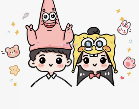 手绘Q版简萌可爱蜡笔风情侣照片图案定制全家...