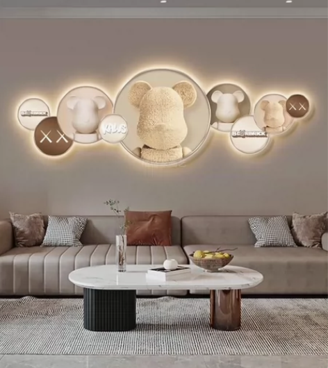 kaws客厅装饰画现代简约高级感LED灯画...